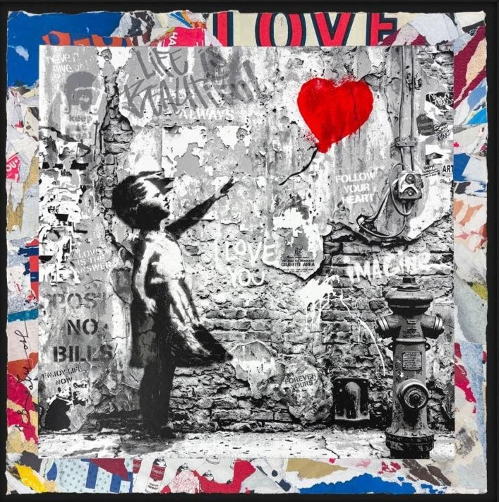 LOVE FOREVER (Original) Balloon Girl By Mr. Brainwash (22 X 22 INCHES)