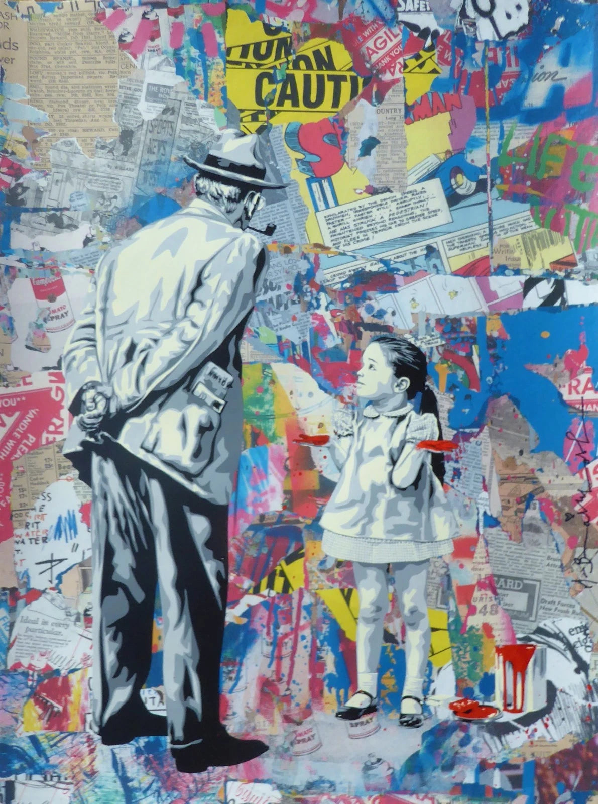 Caught Red Handed (Original) by Mr. Brainwash, 2024 silkscreen and mixed media on archival paper