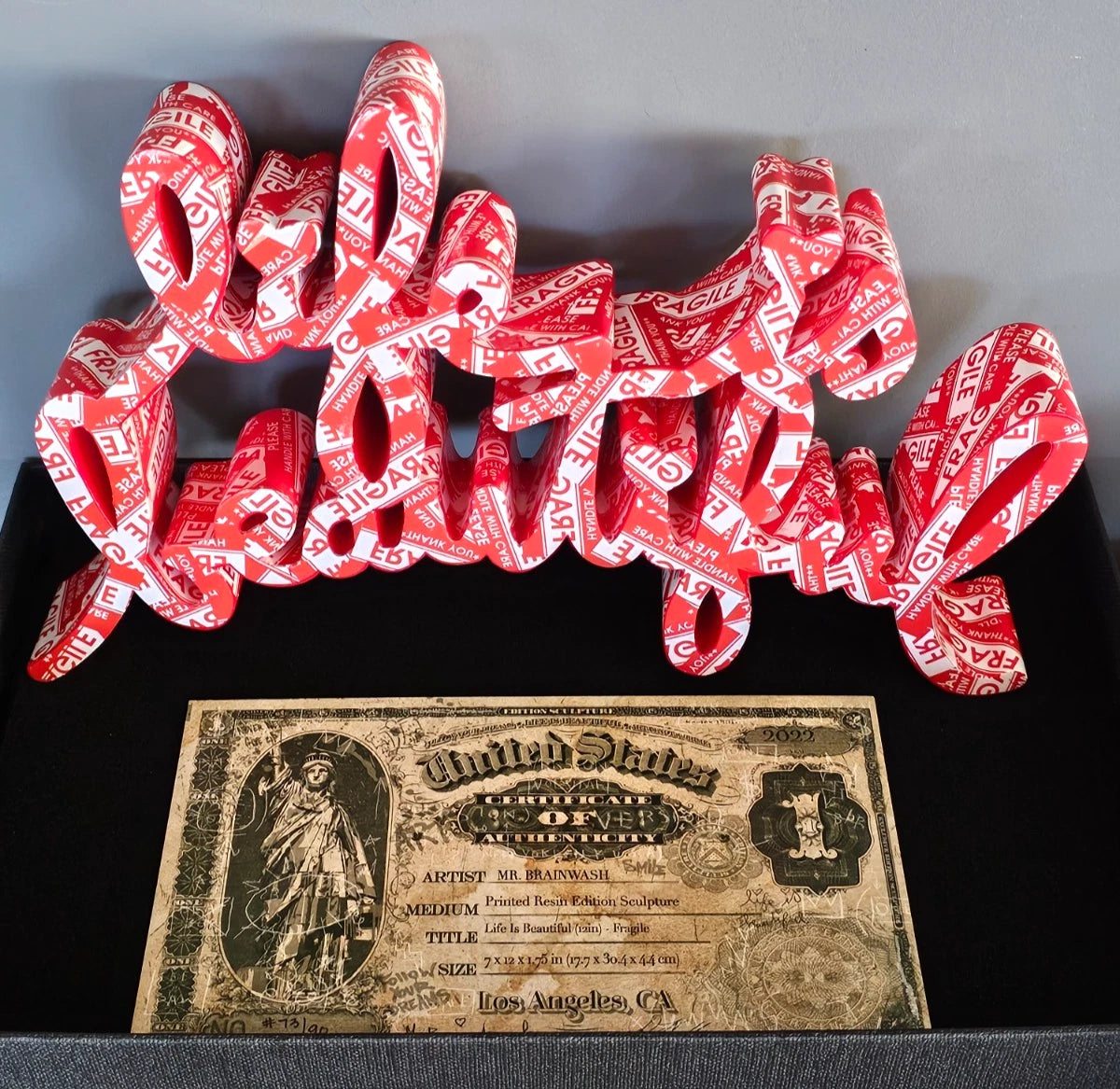 LIFE IS BEAUTIFUL SCULPTURE (FRAGILE) BY MR. BRAINWASH