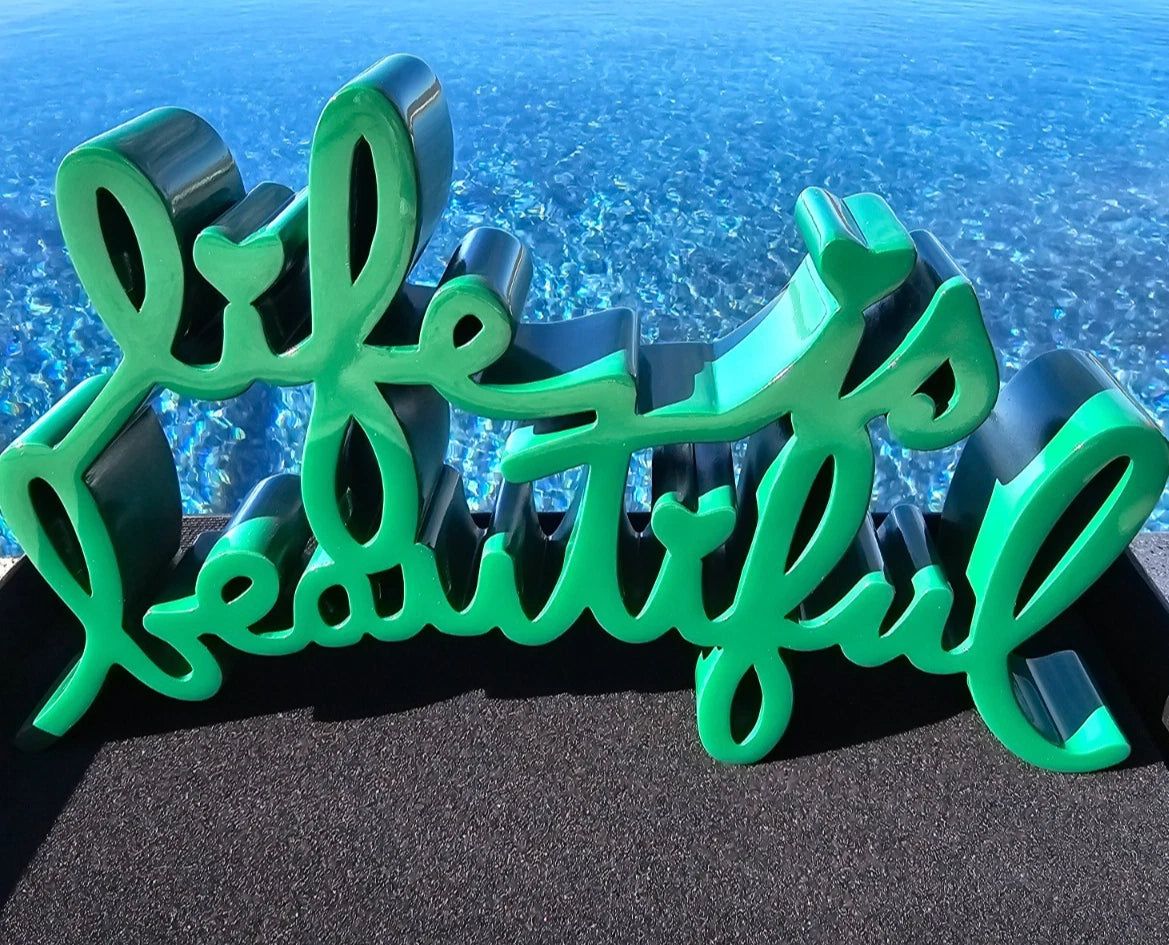 LIFE IS BEAUTIFUL SCULPTURE (HUNTER GREEN) BY MR. BRAINWASH