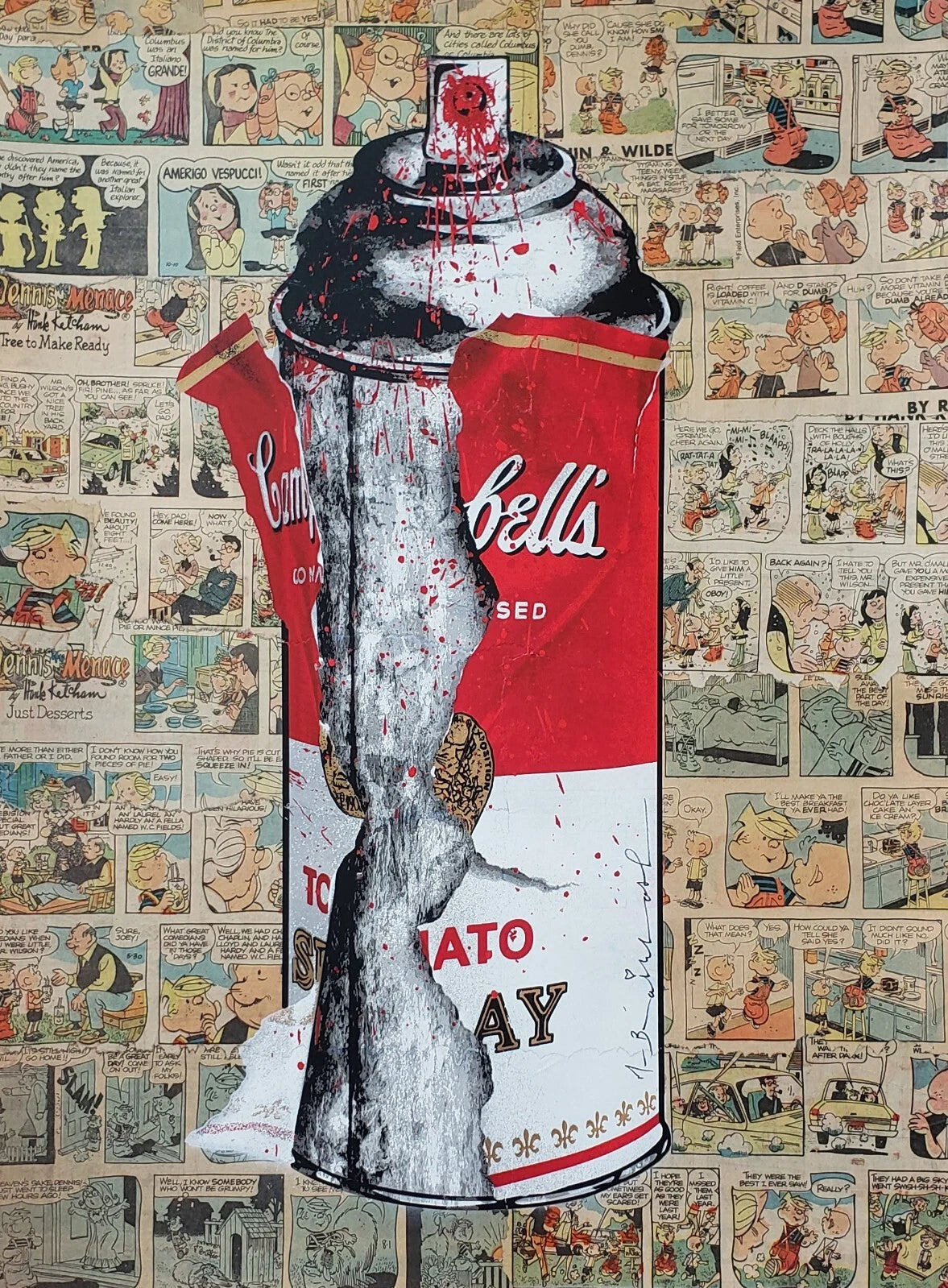 Campbell's Torn Spray Can (Original) by Mr. Brainwash, 2017 silkscreen and mixed media on archival paper