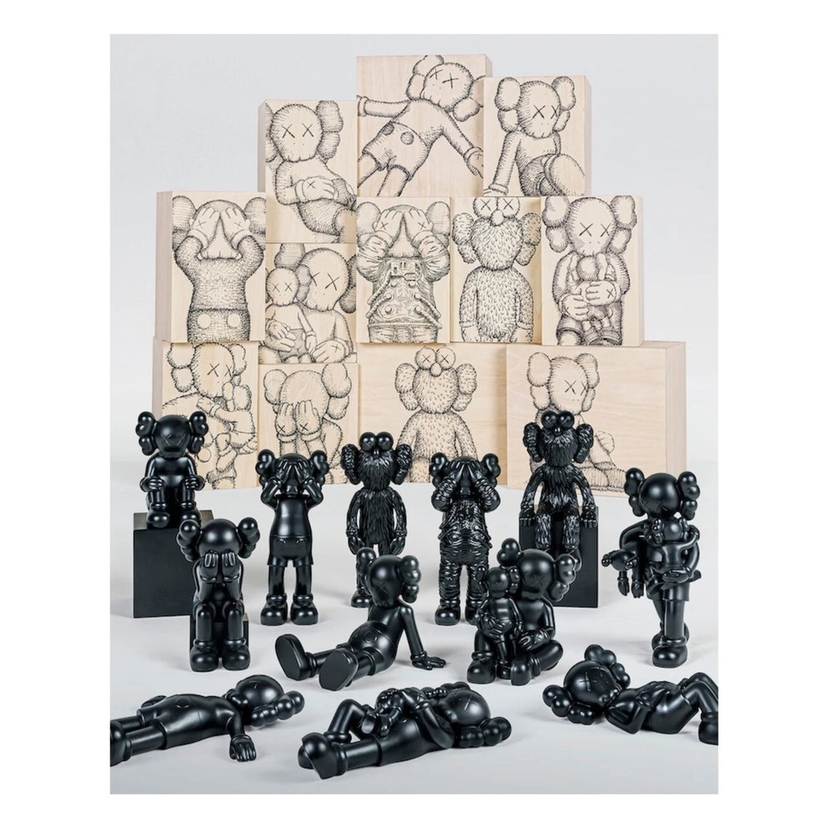 Kaws Bronze 20TH Anniversary (Full Set of 12) Limited Edition Sculptures by Kaws, 2022 chrome plated resin coated