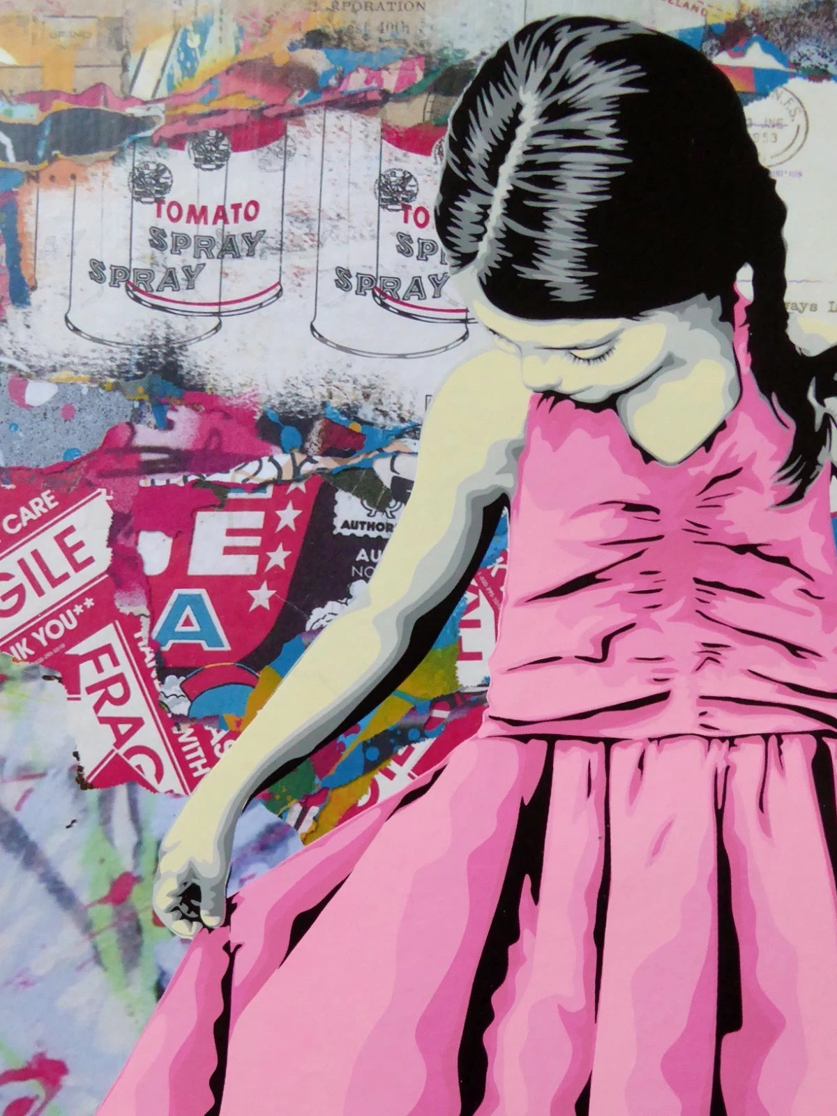 Beautiful Girl (Original) by Mr. Brainwash, 2024 silkscreen and mixed media on archival paper — detail 3