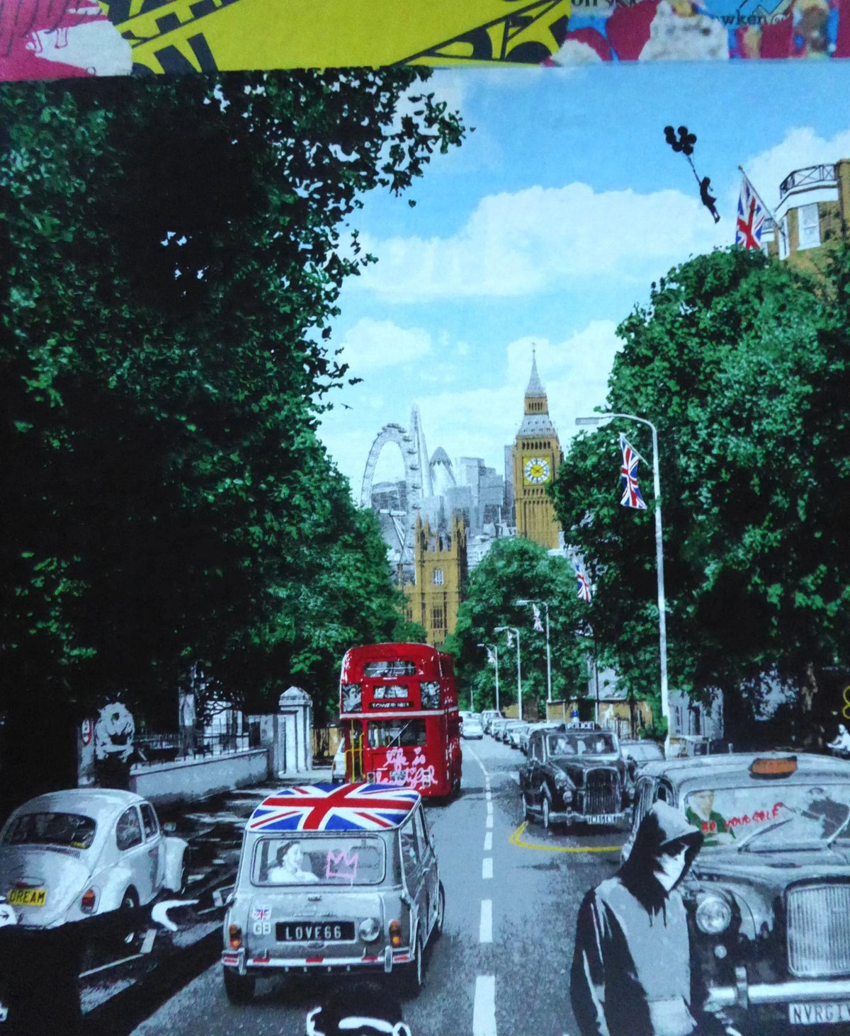 Come Together (Original) by Mr. Brainwash, 2025 silkscreen and mixed media on deckled edge paper — detail 3