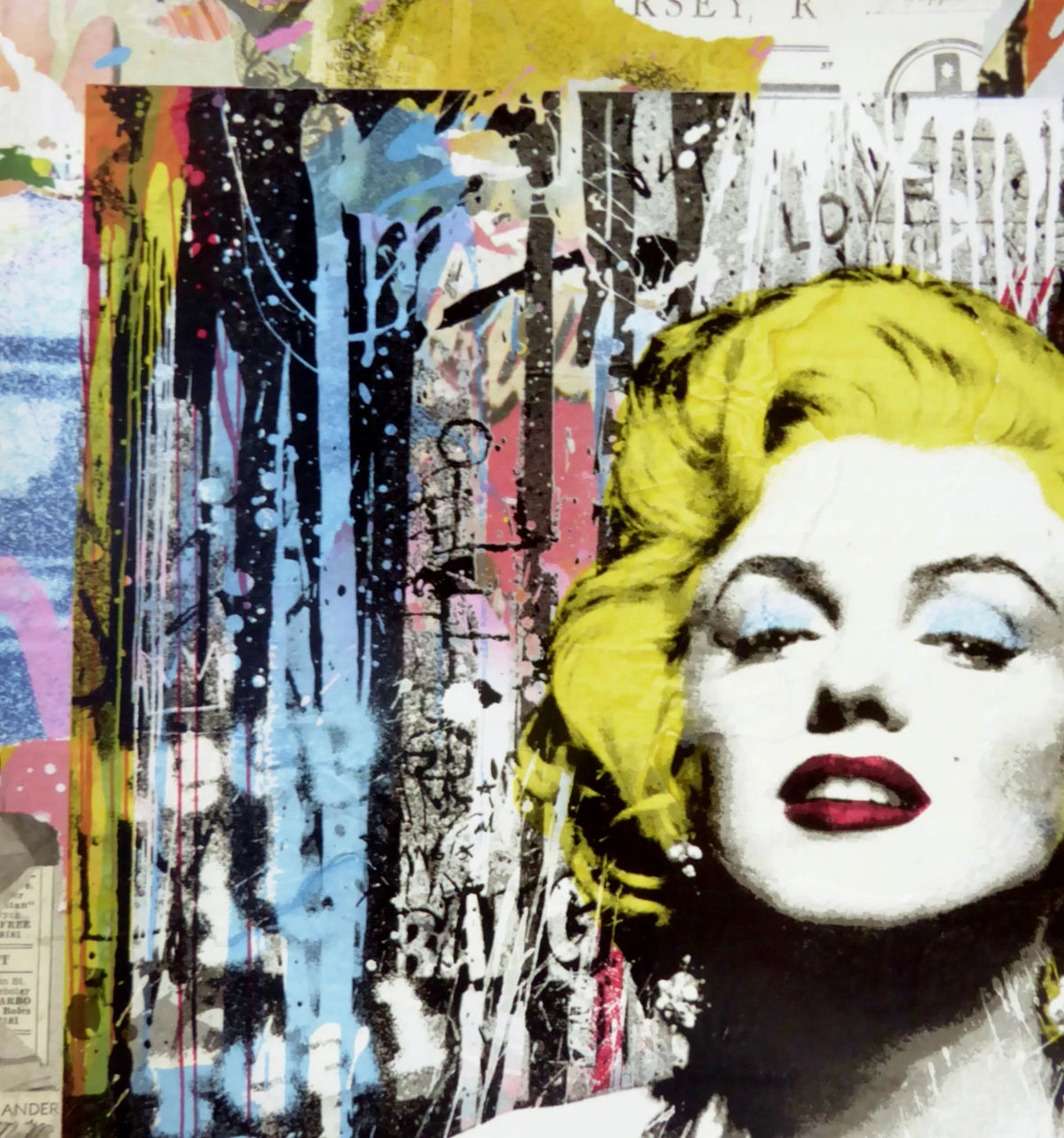 Marilyn Forever (Original) by Mr. Brainwash, 2021 silkscreen and mixed media on archival paper — detail 2