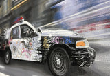 Metro Polisa by Mr. Brainwash, 2015 17 color screenprint on hand torn archival art paper — detail 2