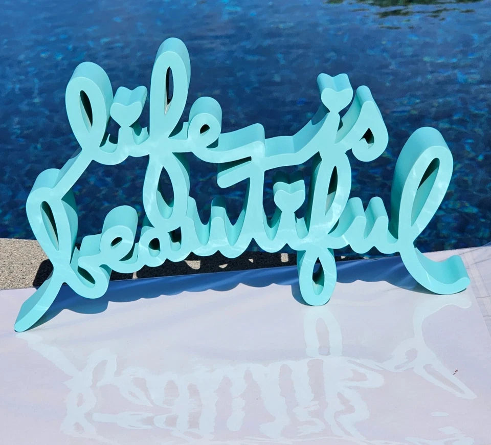 LIFE IS BEAUTIFUL SCULPTURE (MINT BLUE) BY MR. BRAINWASH