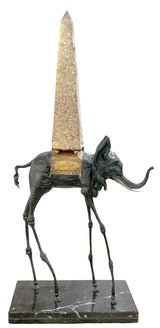 Space Elephant by Salvador Dali, 1980 sculpture, bronze, black & green patina — detail 2