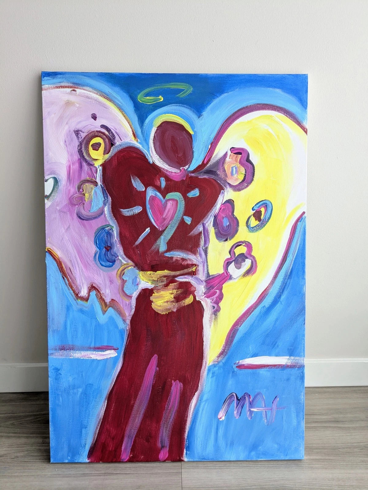 Angel with Heart (Original) by Peter Max, 2007 acrylic on canvas — detail 2