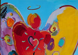 Angel with Heart 2007 (Original) by Peter Max, 2007 acrylic and mixed media on paper — detail 3