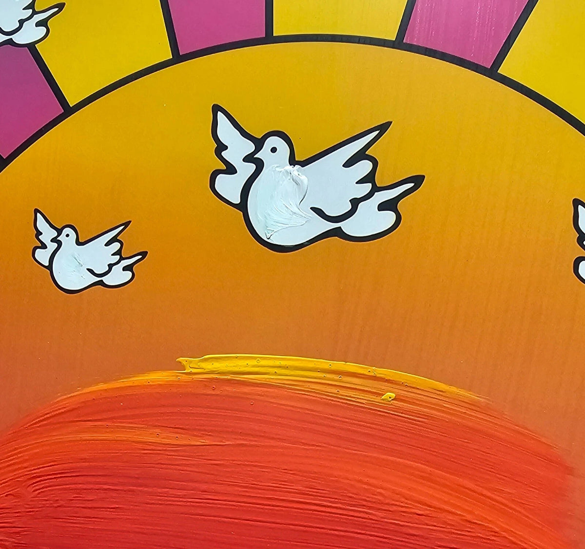 Sunrise 2000 (Original) by Peter Max, 2008 acrylic and mixed media on paper — detail 3
