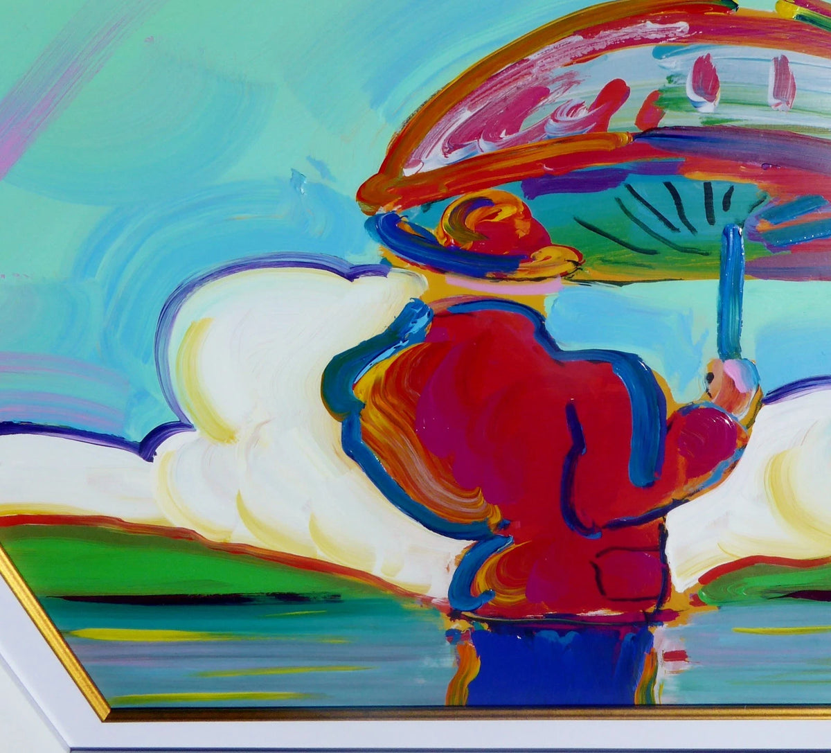 Umbrella Man At Sea (ORIGINAL) by Peter Max, 2007 acrylic and mixed media on paper — detail 3