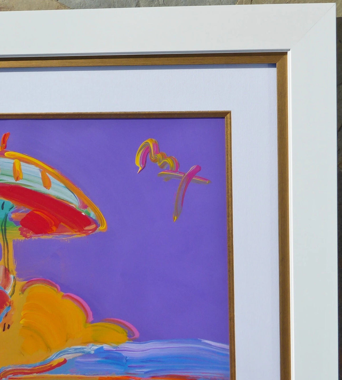 Umbrella Man At Sea Ver. 1 (ORIGINAL) by Peter Max, 2007 acrylic and mixed media on paper — detail 3