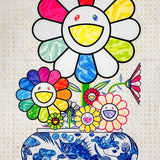 Flowers in a Qinghua Vase by Takashi Murakami, offset print in 4 colors edition