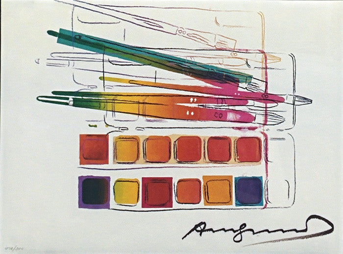 Watercolor Paint Kit with Brushes by Andy Warhol, 1982 offset lithograph, on felt cove