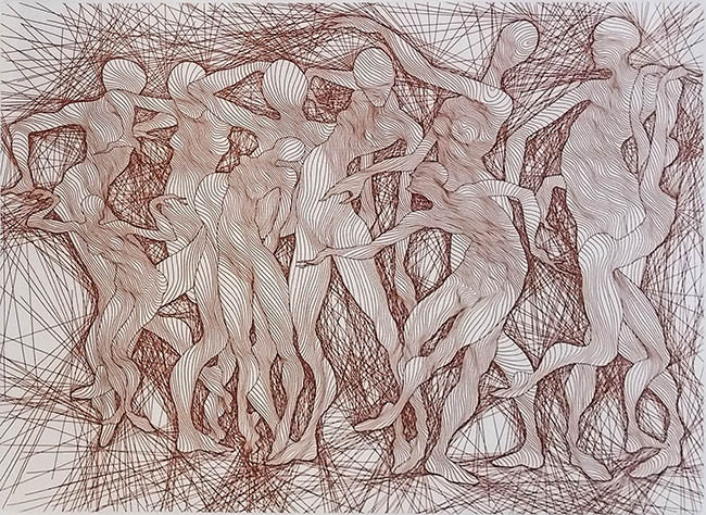 Manipulateur by Guillaume Azoulay, 1985 etching — detail 2