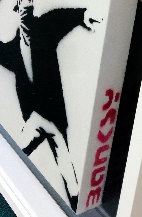 Love Is in the Air by Banksy, 2002 spray paint on canvas