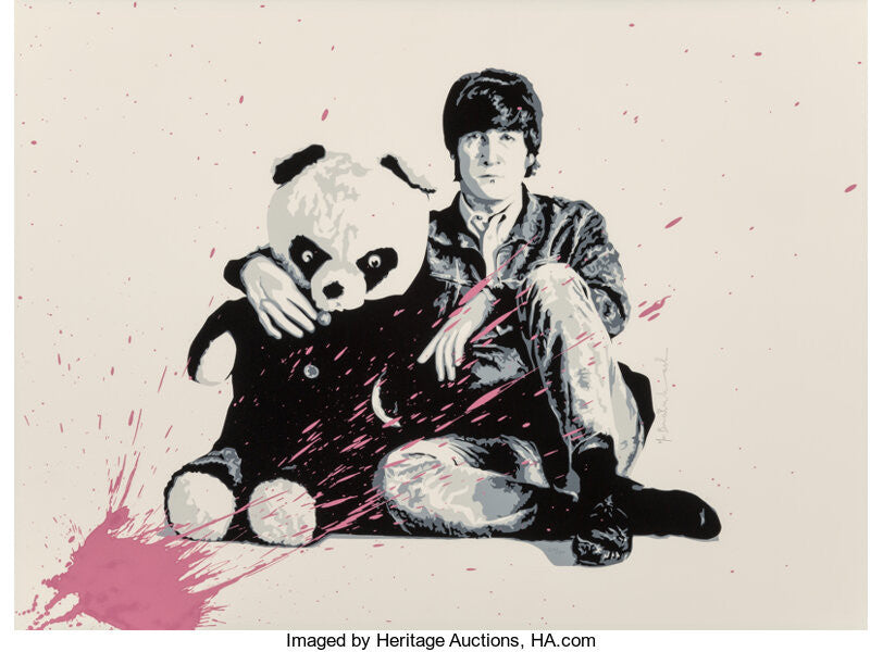 All You Need Is Love (John Lennon) by Mr. Brainwash, 2010 4-color screen print on hand torn archival paper with pink spray…