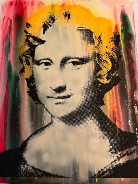 Mona Lisa (Original) Watercolors by Mr. Brainwash, 2010 screen print and watercolor paint on hand torn paper