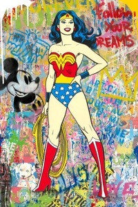 Wonder Woman ! (Original) by Mr. Brainwash, 2020 silkscreen & mixed media on paper