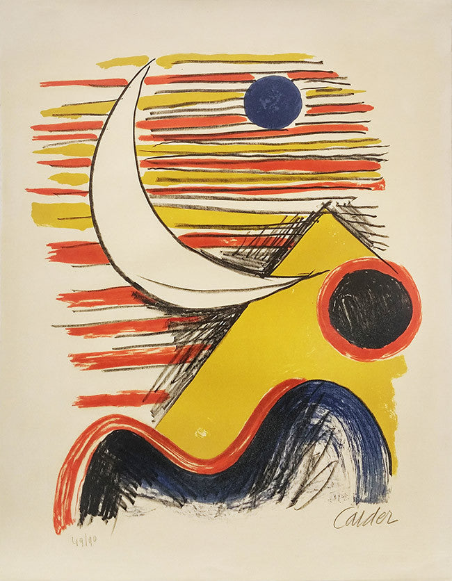 La Lune Et La Montagne Jaune by Alexander Calder, 1960 lithograph