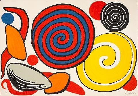 Red and Blue Spiral by Alexander Calder, 1970 color lithograph