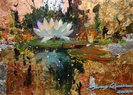 Lily Reflections by James Coleman, 2011 mixed media, on canvas
