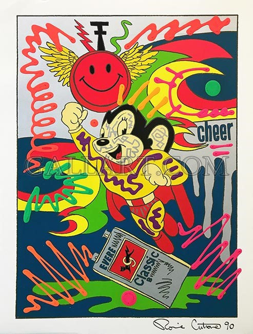 Might Mouse (Unique) by Ron Cutrone, 1989 hand embellished serigraph