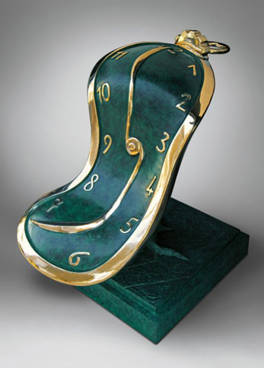 Dance in Time iII by Salvador Dali, 1984 sculpture, bronze, with green & gold patina