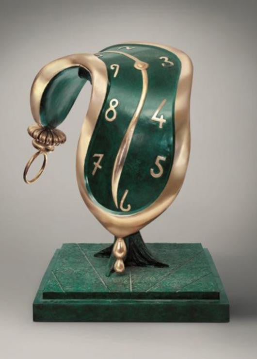 Dance in Time II by Salvador Dali, 1984 sculpture, bronze, with green & gold patina