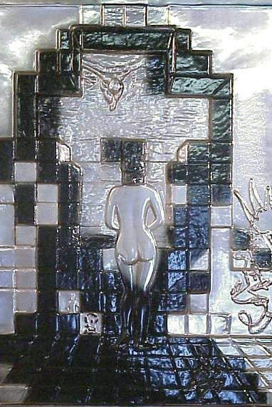 Lincoln in Dalivision Silver by Salvador Dali, 1975 silver bas relie