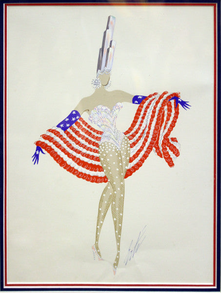 Patriots # 6167 by Erte, 1968 gouache on paper