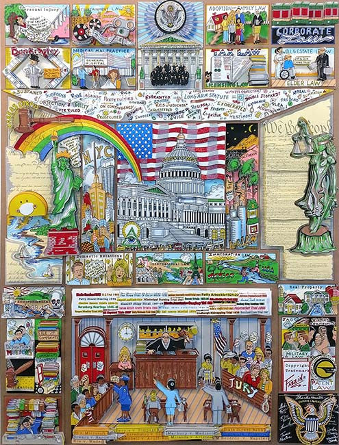 I'LL See You in Court by Charles Fazzino, 2001 3d mixed media serigraph