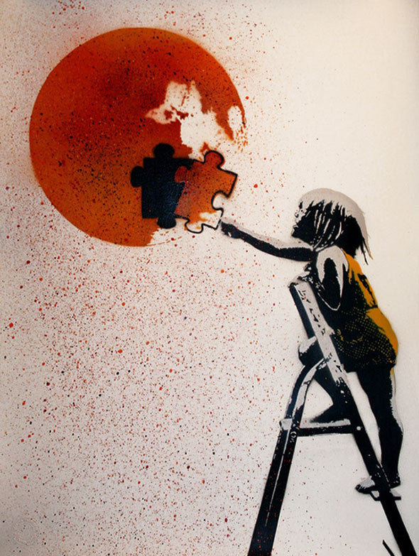 With One Piece Missing, the Whole Thing's Broken (White) by Grafter, 2012 Somerset watercolor paper