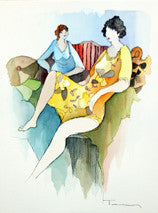Barefoot (Watercolor) by Itzchack Tarkay, watercolor on paper