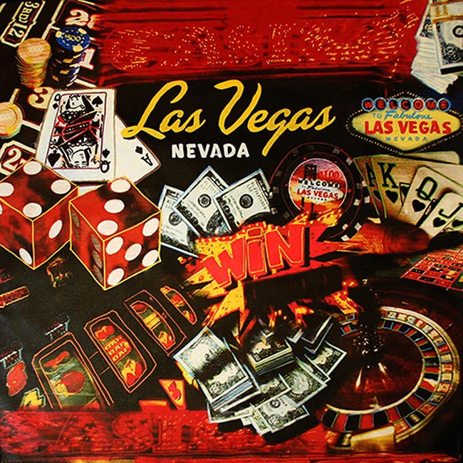 Lucky Las Vegas by Steve Kaufman, hand painted unique silkscreen on canvas