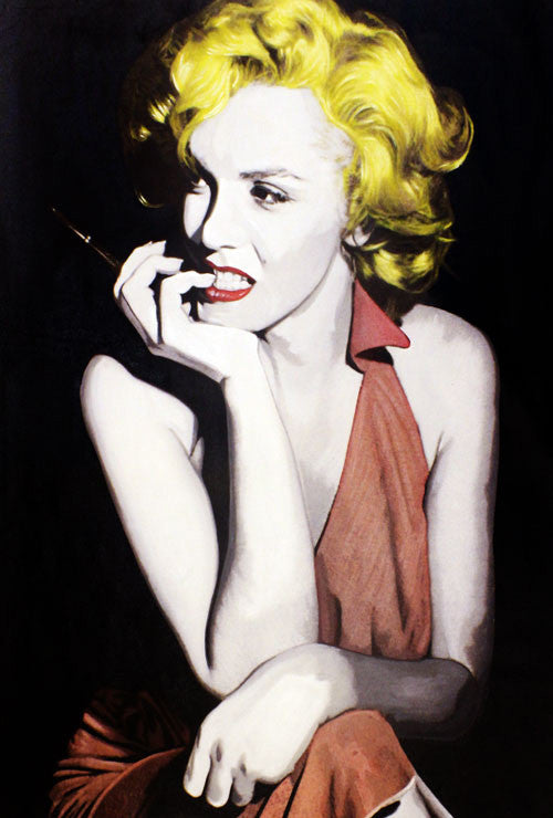 Marilyn - Anticipation III by Steve Kaufman, hand painted oil and silkscreen on canvas