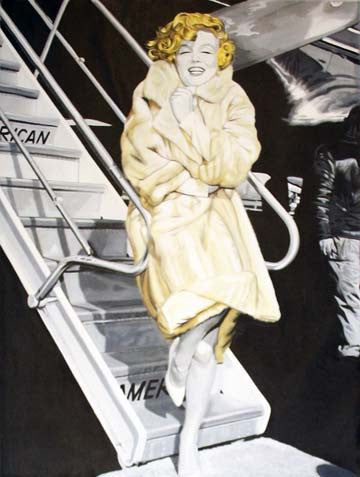 Marilyn - Baby It's Cold Outside! by Steve Kaufman, hand painted unique silkscreen on canvas