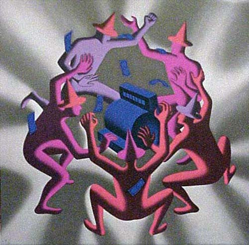 Cash Dance (Grey) by Mark Kostabi