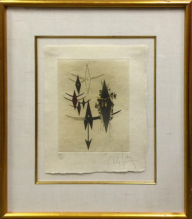 Croiseur Noir II by Wifredo Lam, 1972 original etching on japanese paper