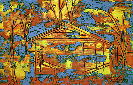 Home Among the Trees by Pedro Lazaro, 2003 acrylic on paper