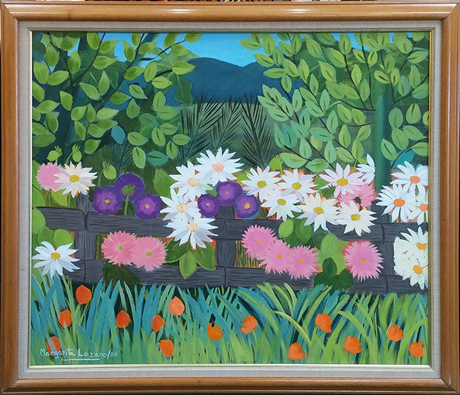 Cerca De Flores by Margarita Lozano, 1988 oil on canvas