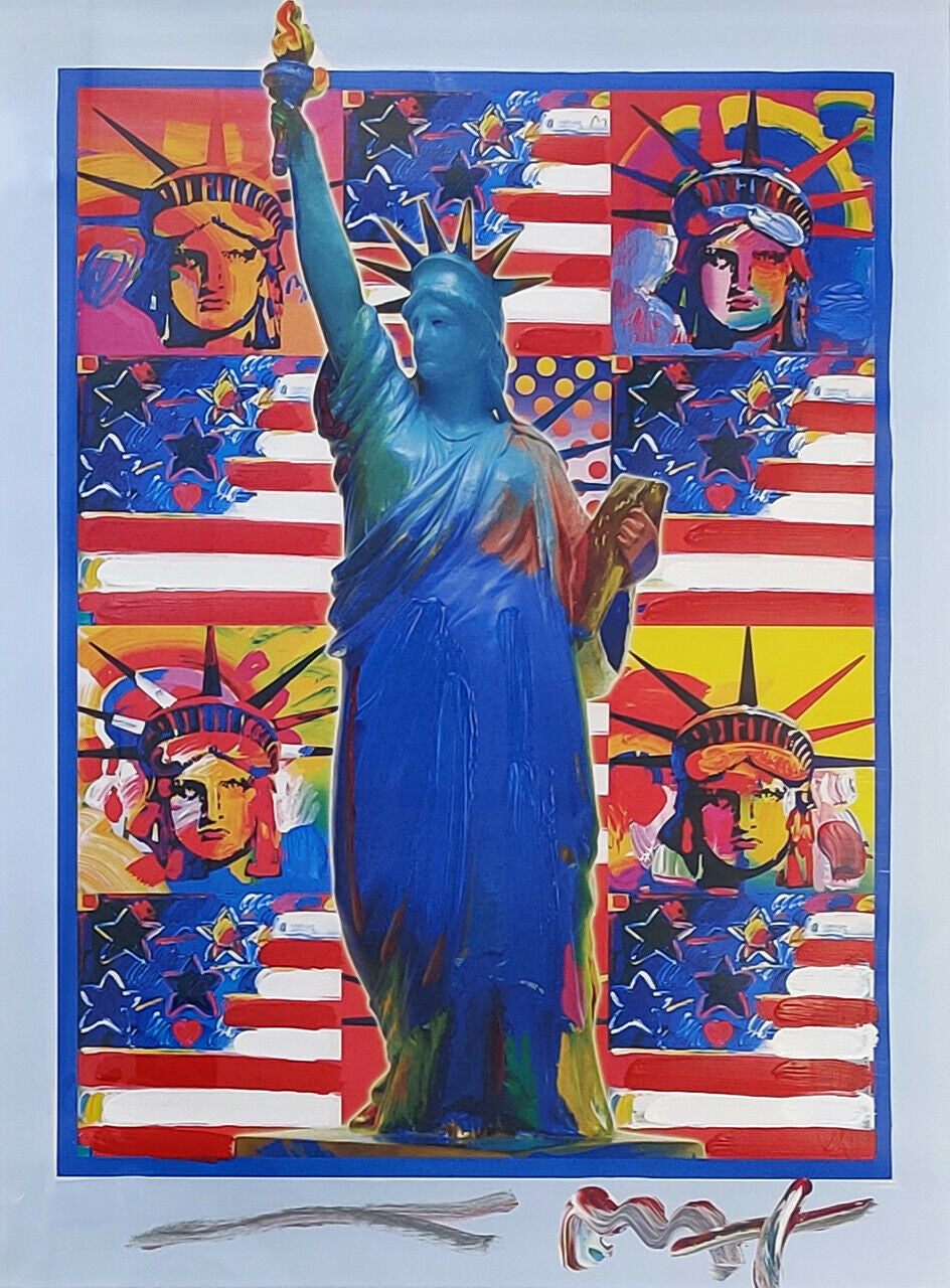 God Bless America with Five Liberties by Peter Max, 2001 mixed media on paper
