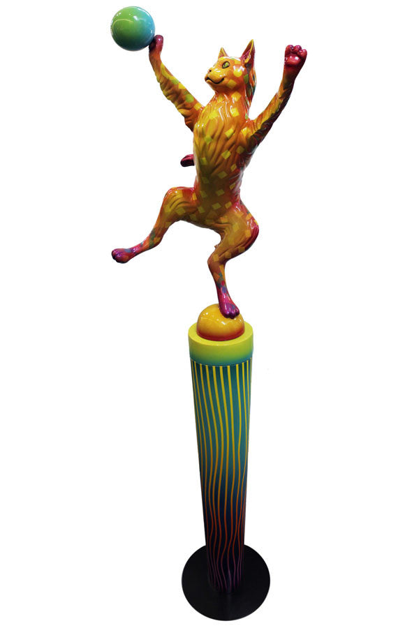 Cat on the Pole by Dan Meyer, acrylic on wood