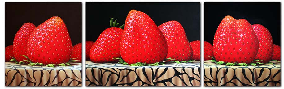 Strawberry Triptych by Dan Meyer, 2008 oil on canvas