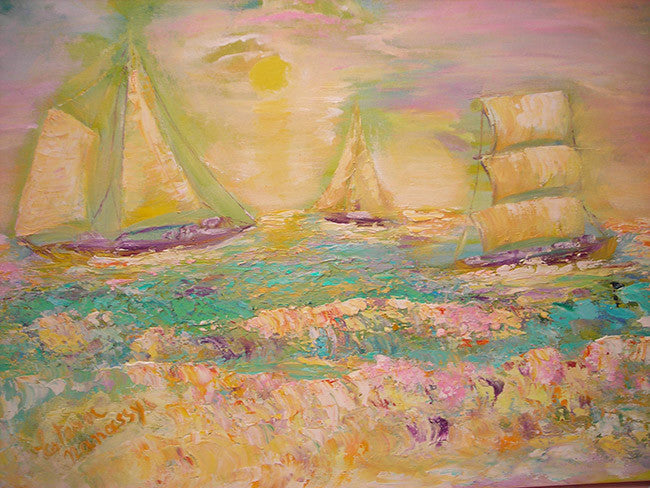 Yachts in Atlantic by Estera Nanassy by Artists Misc., oil on canvas