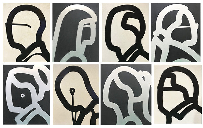 Stone Heads by Julian Opie by Artists Misc., 2018 inlaid aluminum on slate and limestone slabs