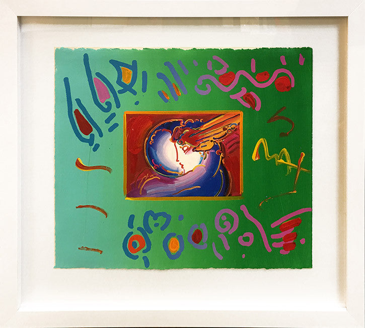 I Love the World (Overpaint) by Peter Max, mixed media on paper