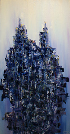 Cascading Blue Abstract by Rodrigo Picado, oil on canvas