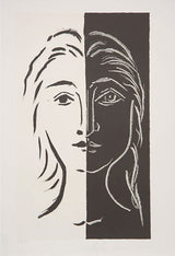 Portrait En Deux Parties Noire Et Blanche by Marina Picasso, 1979 lithograph on Arches paper — detail 2